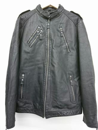 PEPE JECMS ペペジーンズ　LEATHER シングルライダースジャケット 豚革 サイズL ブラック[240066062370]